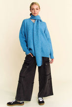 Load image into Gallery viewer, Davi &amp; Dani V-Neck Dropped Shoulder Sweater with Scarf