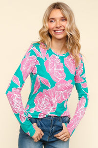 Haptics Floral Round Neck Long Sleeve T-Shirt