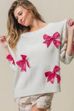 Load image into Gallery viewer, BiBi Sequin Bow Puff Sleeve Sweater