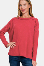 Load image into Gallery viewer, Zenana Exposed Seam Brushed Round Neck Sweater