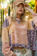 Load image into Gallery viewer, POL Floral Patchwork Round Neck Knit Top