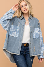 Load image into Gallery viewer, And The Why Paisley Print Quilted Sleeves Denim Jacket