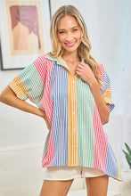 Load image into Gallery viewer, First Love Striped Button Down Short Sleeve Shirt