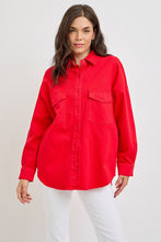 Load image into Gallery viewer, RISEN Button Down Long Sleeve Denim Shacket with Chest Pockets
