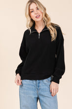 Load image into Gallery viewer, BOMBOM Quarter Zip Long Sleeve Sweatshirt with Pockets