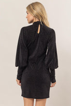 Load image into Gallery viewer, HYFVE Glitter Mock Neck Long Sleeve Mini Dress