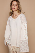 Load image into Gallery viewer, POL Lace Floral Round Neck Knit Top