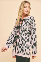 Load image into Gallery viewer, Davi &amp; Dani Leopard Ribbon Tie Front Loose Fit Cardigan