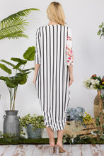 Load image into Gallery viewer, Celeste Floral Striped Contrast Midi-Dress with Pockets