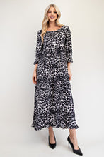 Load image into Gallery viewer, Celeste Full Size Leopard Round Neck Flounce Sleeve Dress