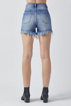 Load image into Gallery viewer, RISEN Raw Hem Asymmetrical Waist Denim Shorts