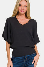 Load image into Gallery viewer, Zenana V-Neck Short Sleeve Dolman Sweater