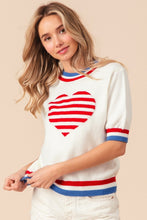 Load image into Gallery viewer, BiBi US Flag Theme Striped Heart Sweater