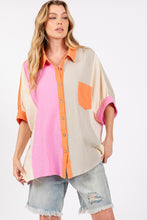 Load image into Gallery viewer, SAGE + FIG Full Size Color Block Button-Down Shirt