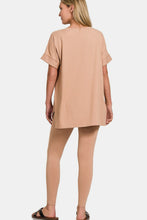 Load image into Gallery viewer, Zenana V-Neck Rolled Short Sleeve T-Shirt and Leggings Lounge Set