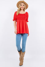 Load image into Gallery viewer, Celeste Ruffled Short Sleeve Smocked Blouse