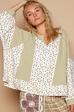 Load image into Gallery viewer, POL Waffle Knit Floral Notched Long Sleeve Top