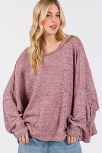 SAGE + FIG Round Neck Batwing Sleeve Oversize Top