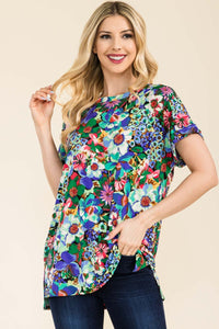 Celeste Round Neck Short Sleeve Floral T-Shirt