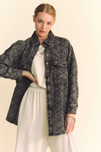 Load image into Gallery viewer, Davi &amp; Dani Curved Hem Diamond Quilted Button Up Denim Shacket