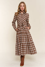 Load image into Gallery viewer, And the Why Plaid Tiered Midi Shirt Dress