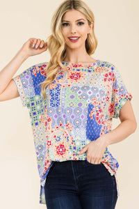 Celeste Round Neck Short Sleeve Floral T-Shirt