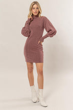 Load image into Gallery viewer, HYFVE Glitter Mock Neck Long Sleeve Mini Dress