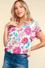 Load image into Gallery viewer, Haptics Notch Neck Sequin Floral Blouse