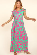 Load image into Gallery viewer, Haptics Ruffled Printed Round Neck Cap Sleeve Dress