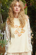 Load image into Gallery viewer, POL Flower Patch Lace Sleeve Knit Top