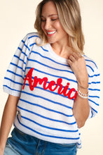 Load image into Gallery viewer, Haptics Letter Embroidery Striped Knit Top