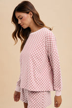 Load image into Gallery viewer, Annie Wear Checkered Round Neck Top and Drawstring Shorts Set