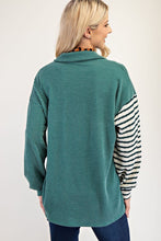 Load image into Gallery viewer, Celeste Striped Button Up Dropped Shoulder Shacket