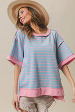 Load image into Gallery viewer, BiBi Exposed Seam Stripe Contrast T-Shirt