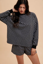 Load image into Gallery viewer, Annie Wear Checkered Round Neck Top and Drawstring Shorts Set