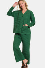 Load image into Gallery viewer, Zenana Quilted Button Up Long Sleeve Top and Pants Lounge Set