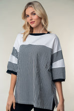 Load image into Gallery viewer, White Birch Full Size Striped Contrast Round Neck Top