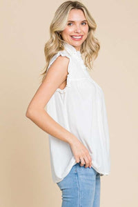 Culture Code Frill Edge Smocked Sleeveless Top