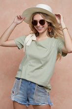 Load image into Gallery viewer, BiBi Tied Ribbon One Shoulder Short Sleeve T-Shirt