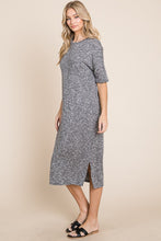 Load image into Gallery viewer, BOMBOM Slit Round Neck Half Sleeve Midi Dress