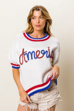 Load image into Gallery viewer, BiBi Metallic America Letter Short Sleeve Sweater