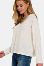 Load image into Gallery viewer, Zenana V-Neck Dropped Shoulder Long Sleeve T-Shirt