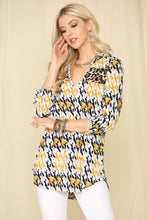 Load image into Gallery viewer, Celeste Houndstooth &amp; Leopard Roll-Tab Sleeve Top