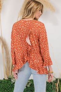 Celeste Floral Ruffle Detail Top