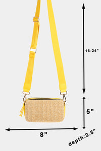 Fame Straw Contrast Crossbody Bag