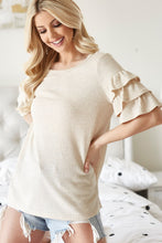 Load image into Gallery viewer, BiBi Waffle Knit Layer Ruffled Sleeve Top