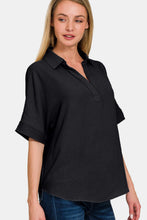 Load image into Gallery viewer, Zenana Texture Collared Neck Short Sleeve Top