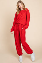 Load image into Gallery viewer, Super Lady Crinkle Check Round Neck Top and Pants Lounge Set