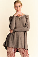 Load image into Gallery viewer, Davi &amp; Dani Round Neck Dropped Shoulder Long Sleeve Knit Top