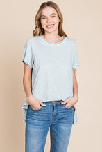 Load image into Gallery viewer, Cotton Bleu by Nu Lab Contrast Trim Short Sleeve Slit T-Shirt